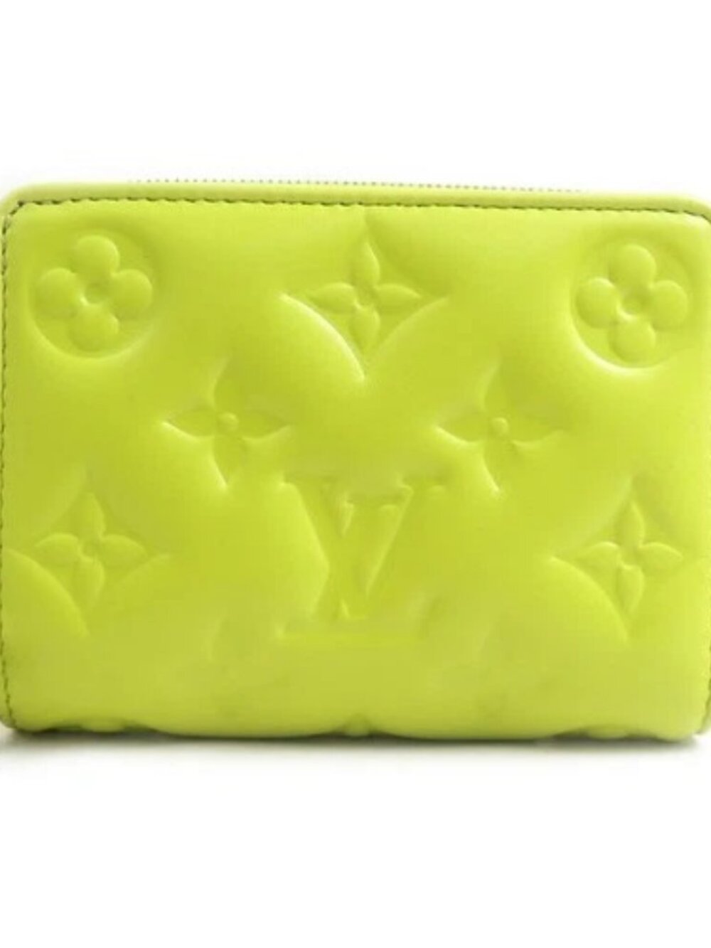 Auth LOUIS VUITTON Bifold Wallet Yellow Green Leather/Silvertone M82331 e61682a - Picture 1 of 9